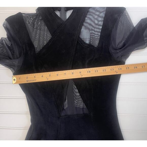 NWT Vintage Y2K Cache Fit & Flare Dress Mesh Arms Cutout Back Size Women's Small - Picture 6 of 7